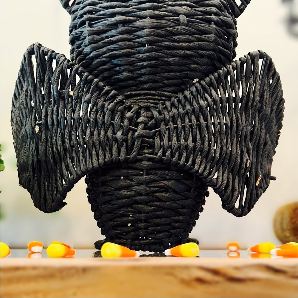 NWT Homegoods Black Woven Wicker Rattan Standing Bat Tabletop Halloween Decor - Picture 14 of 16